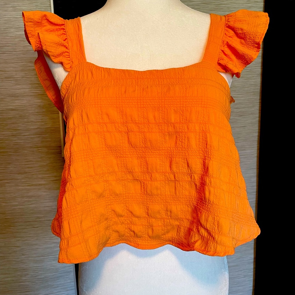Pretty Orange Ruffled Top